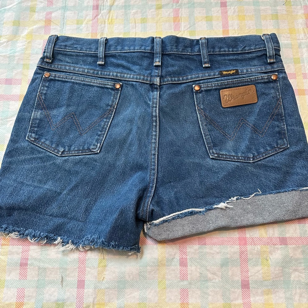 Wrangler Denim Cutoff Shorts in Blue with Raw Hem